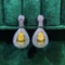 14k Gold 1.71 Ctw Natural Yellow Diamond & Diamond Earrings