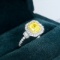 14k Gold 1.51 Ctw Natural Yellow Diamond & Diamond Ring