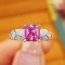14k Gold 1.91 Ctw Natural Padparadscha Sapphire & Diamond Ring
