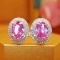 14k Gold 1.79 Ctw Natural Padparadscha Sapphire & Diamond Earrings