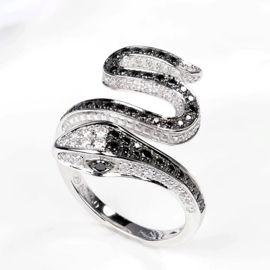 14k Gold 0.53 Ct Natural Black Diamond & Diamond & Art Deco Ring