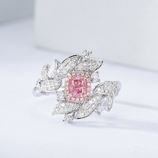 14k Gold 1.10 Ctw Natural Pink Diamond & Diamond & Cocktail Ring