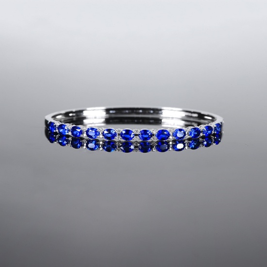14k Gold 4.67 Ctw Natural Sapphire & Diamond Bangle