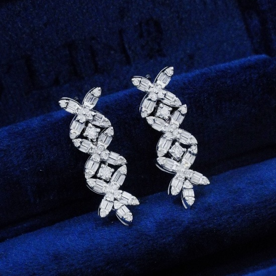 14k Gold 1.10 Ct Natural H Diamond Earrings