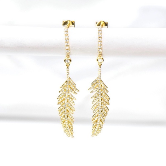 14k Gold 0.78 Ct Natural H Diamond Earrings