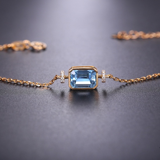 14k Gold 1.14 Ctw Natural Aquamarine & Diamond Bracelet