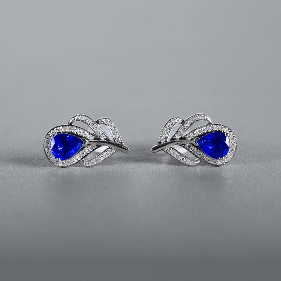 14k Gold 1.52 Ctw Natural Sapphire & Diamond Earrings