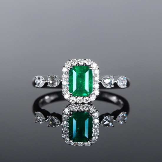14k Gold 1.26 Ctw Natural Emerald & Diamond Ring