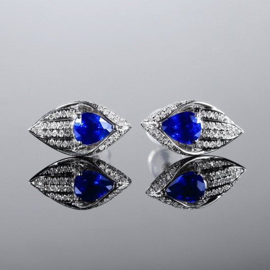 14k Gold 1.59 Ctw Natural Sapphire & Diamond Earrings