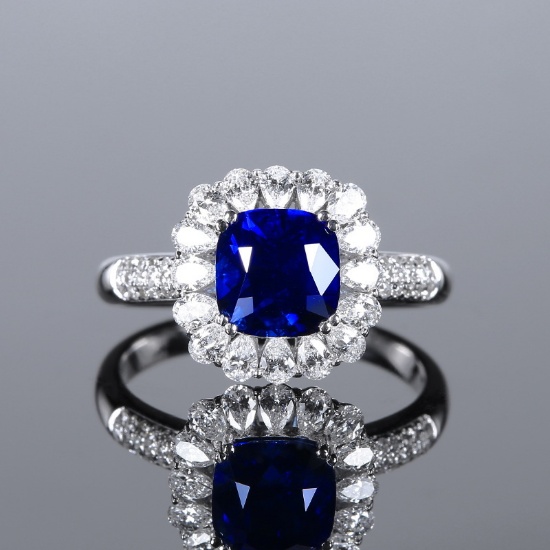 14k Gold 2.96 Ctw Natural Sapphire & Diamond & Cocktail Ring