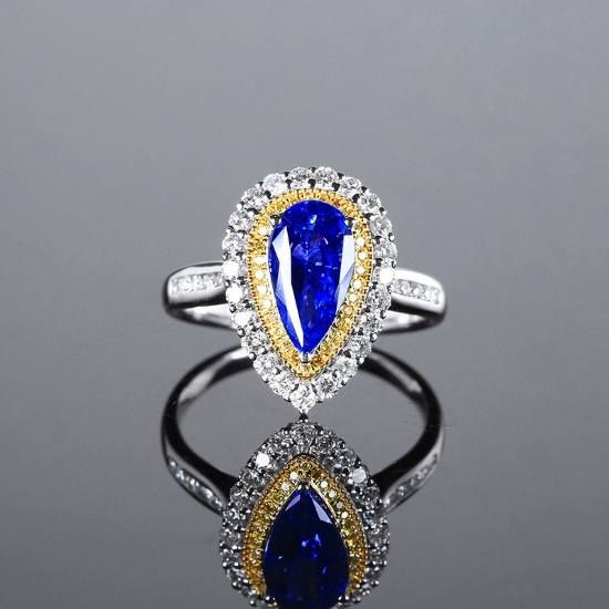 Null 2.68 Ctw Natural Sapphire & Diamond & Cocktail Ring