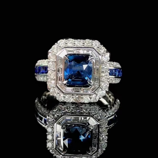 14k Gold 2.92 Ctw Natural Sapphire & Diamond Ring