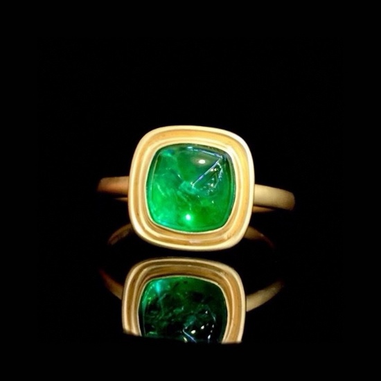 14k Gold 1.38 Ct Vivid Green Natural Emerald Ring