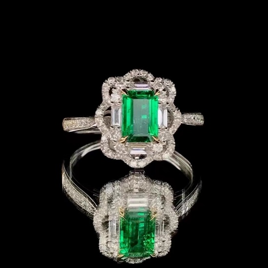 14k Gold 1.11 Ctw Vivid Green Natural Emerald & Diamond & Cocktail Ring/pendant