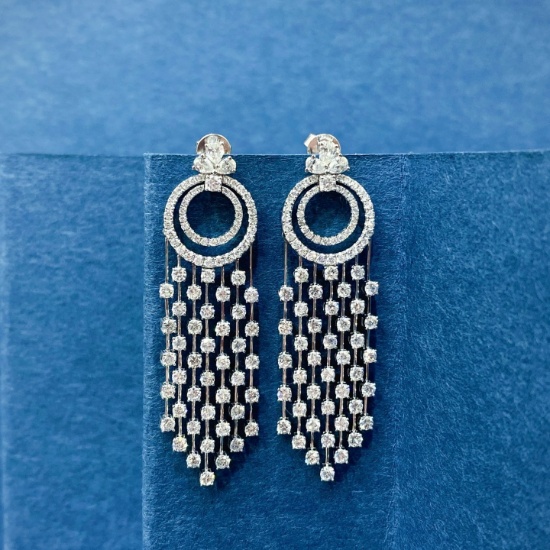 14k Gold 3.00 Ct Natural H Diamond Earrings