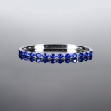 14k Gold 4.67 Ctw Natural Sapphire & Diamond Bangle