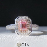 Gia Certified 14k Gold 0.66 Ctw Natural Pink Diamond & Diamond & Cocktail Ring/pendant