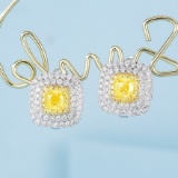 14k Gold 1.63 Ctw Natural Yellow Diamond & Diamond Earrings