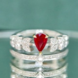14k Gold 0.81 Ctw Natural Ruby & Diamond & Eternity Band Ring