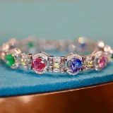 14k Gold 10.25 Ctw Natural Sapphire & Diamond Bracelet
