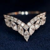 14k Gold 0.63 Ct Natural H Diamond & Eternity Band Ring