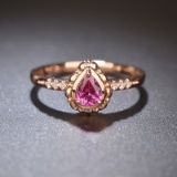 14k Gold 0.45 Ctw Natural Sapphire & Diamond & Solitaire Ring