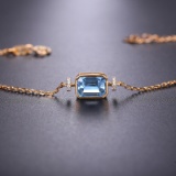 14k Gold 1.14 Ctw Natural Aquamarine & Diamond Bracelet