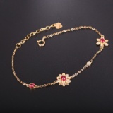 14k Gold 0.69 Ctw Natural Spinel & Diamond Bracelet