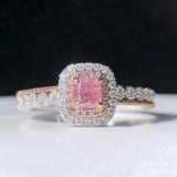 14k Gold 0.54 Ctw Natural Pink Diamond & Diamond & Cocktail Ring
