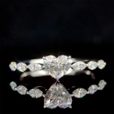 Gia Certified 14k Gold 0.50 Ct Natural H Vs2 Heart Diamond & Eternity Band Ring