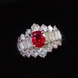 14k Gold 1.90 Ctw Natural Ruby & Diamond & Cocktail Ring