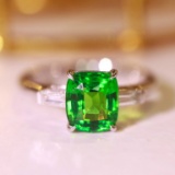 14k Gold 2.06 Ctw Natural Tsavorite & Diamond Ring