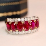 14k Gold 2.73 Ctw Natural Ruby & Diamond & Eternity Band Ring