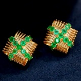 14k Gold 1.00 Ct Natural Emerald Earrings
