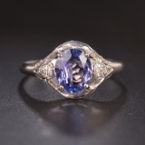 14k Gold 1.40 Ct Natural Tanzanite & Diamond & Solitaire Ring