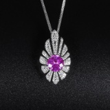 14k Gold 1.562 Ctw Natural Sapphire & Diamond Pendant