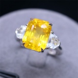 14k Gold 6.50 Ctw Natural Sapphire & Sapphire & Solitaire Ring