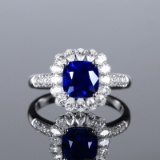 14k Gold 2.96 Ctw Natural Sapphire & Diamond & Cocktail Ring