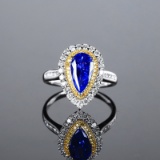 Null 2.68 Ctw Natural Sapphire & Diamond & Cocktail Ring