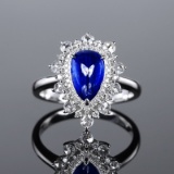 14k Gold 2.46 Ctw Natural Sapphire & Diamond & Cocktail Ring