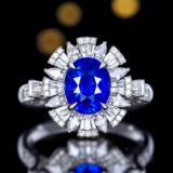 14k Gold 3.31 Ctw Vivid Blue Natural Sapphire & Diamond & Cocktail Ring/pendant
