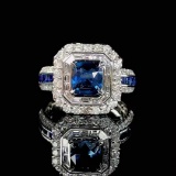 14k Gold 2.92 Ctw Natural Sapphire & Diamond Ring