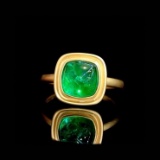 14k Gold 1.38 Ct Vivid Green Natural Emerald Ring