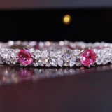 14k Gold 10.26 Ctw Natural Sapphire & Diamond Bracelet