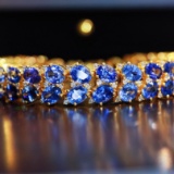 14k Gold 19.96 Ctw Natural Sapphire & Diamond Bracelet