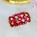 14k Gold 6.25 Ctw Natural Ruby & Diamond & Art Deco Ring
