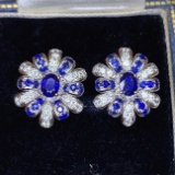 14k Gold 1.14 Ctw Natural Sapphire & Diamond Earrings