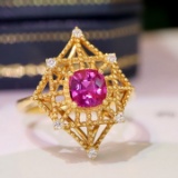 14k Gold 0.78 Ct Natural Sapphire & Diamond Ring