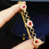 14k Gold 2.71 Ctw Natural Ruby & Diamond Bracelet