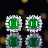 14k Gold 2.67 Ctw Vivid Green Natural Emerald & Diamond Ring